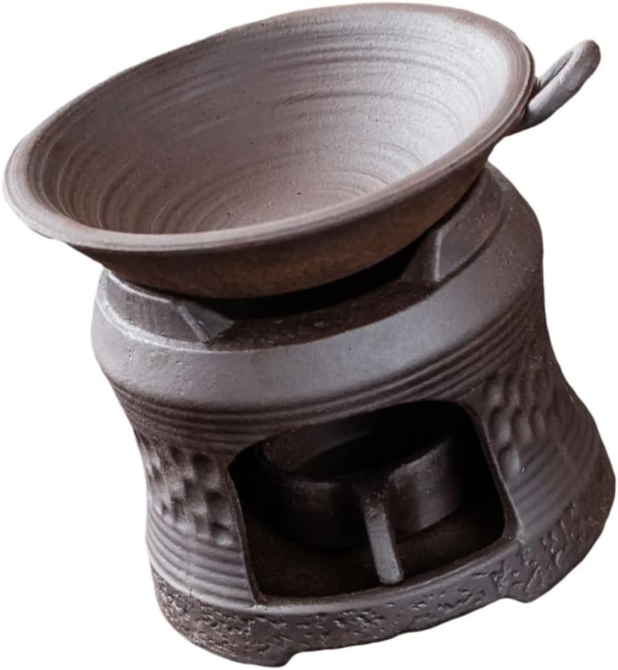 VICASKY Ceramic Tea Stove Warmer with Non Slip Base Candle Teapot Holder for Brewing and Heating Tea at Home Office Shop Brown