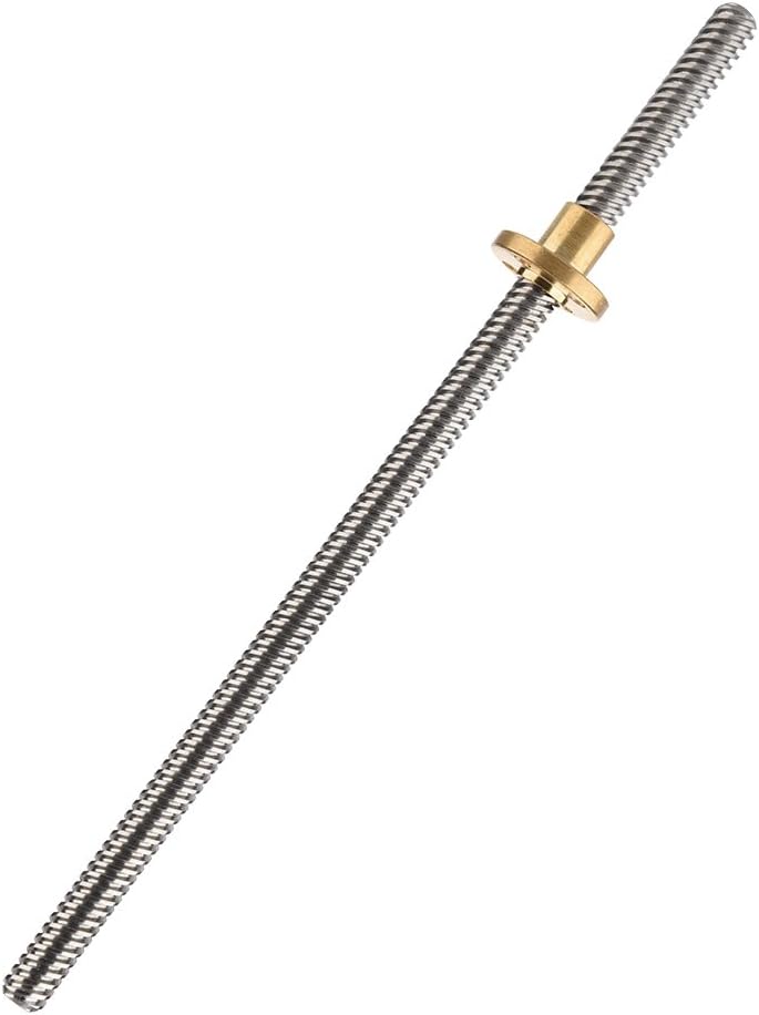 Ejoyous T8 Threaded Spindle, 8mm Trapezoidal Thread Spindle Threaded Rod Lead Screw with Nut for 3D Printer (200mm)
