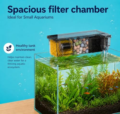 Image of rizopets Multi Section bio top Filter watt 6-3-Chamber Aquarium Filter System with Mechanical, Chemical and Biological Filtration, Hanging Filter for Fish Tank watt 6 (BL-772)