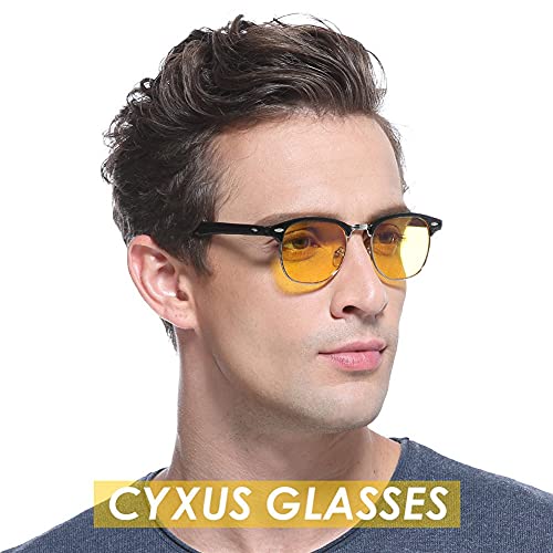 Image of Cyxus Blue Light Glasses Men Retro Semi Rimless Clear Blue Light Glasses for Computer Eye Strain Gaming Glasses Anti Harmful Blue Light 8056Y01