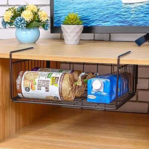 Sufauy Steel 2-Pack Under Cabinet Shelf Basket Organizer, Metal Wire Rack Hanging Storage Baskets Holds Up To 22Lbs For Kitchen Pantry Or Refrigerator, Bronze #TOP4