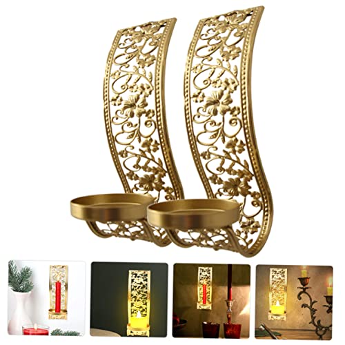 Homsfou 2Pcs Light Candleholder Wall Designs Bathroom Craft Metal Candle Art Stand Style Holder For Or Sconce Hollow Room Hallway Candlestick East Decorations Sconces Living Entryway #TOP6