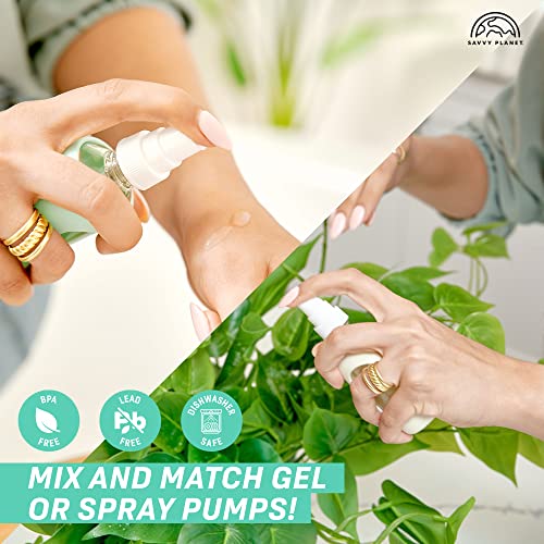 Savvy Planet Empty Clear Glass 2Oz Small Spray Bottles With Silicone Sleeve Protection - Refillable Containers For Travel, Cleaning Solutions, Essential Oils, Sanitizers - Quality Sprayer - 4 Pack #TOP2