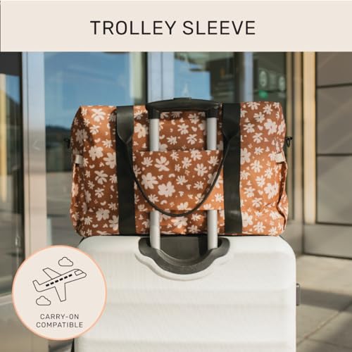 Image of Jadyn Austin Carry-On Travel Duffel Bag for Women, 18 inch Weekender Bag with Laptop Sleeve, Durable Material, and Trolley Sleeve, Ideal for Work, Gym, and Overnight Trips, Terracotta Blossom, 23L