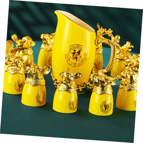 Set de copas y dispensador de licor chino zodiacal miniatura 7