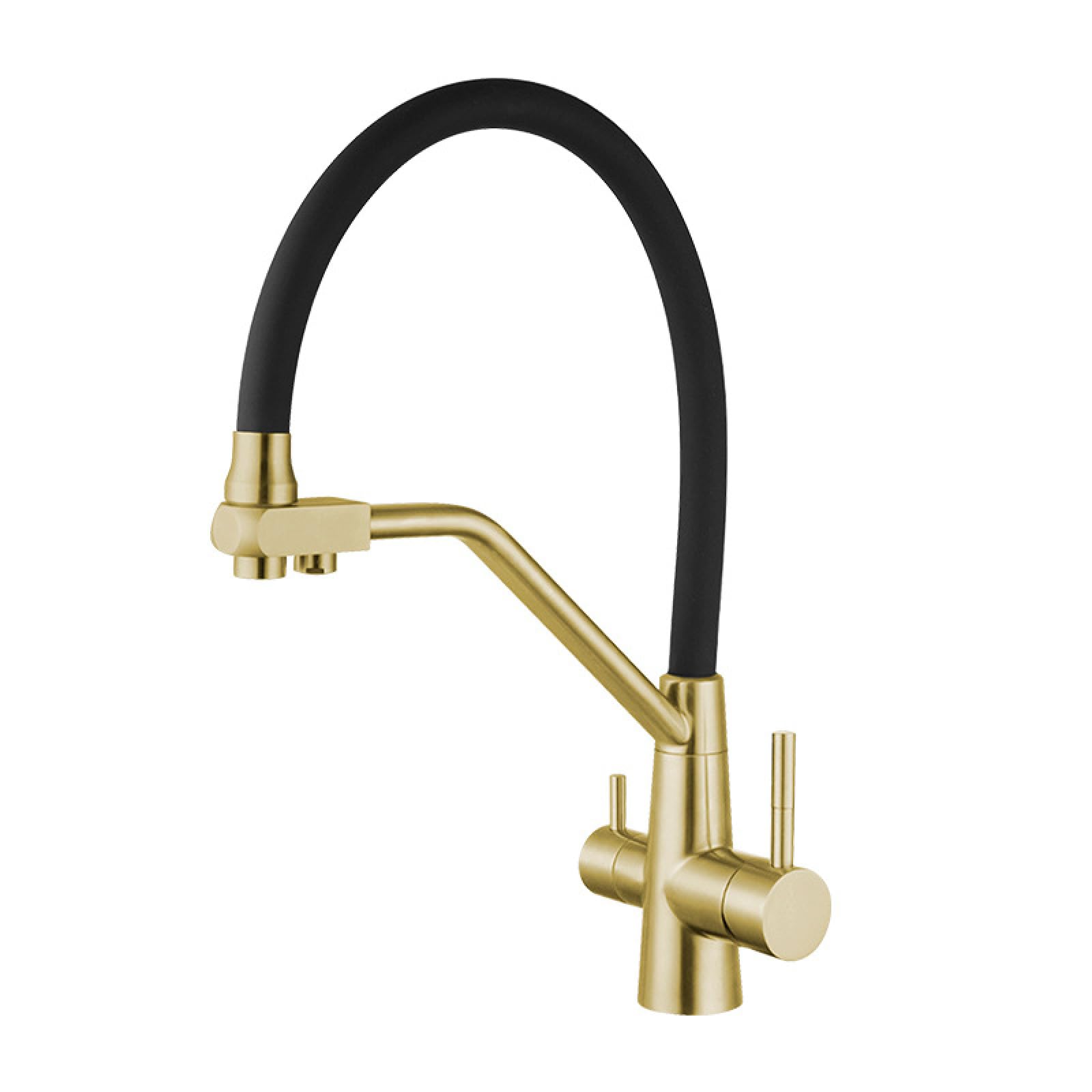 Fanjubei Brushed Gold Color Kitchen Stainless Steel Water Purification Hot And Cold Sink Faucet