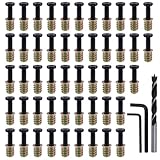 Tsnamay Black Carbon Steel Screw and Nut Sets, 1/4-20 Screw Nut Assortment Kits with Wrenches and Drill Bit for Industrial and Home Fastening, 50 Sets