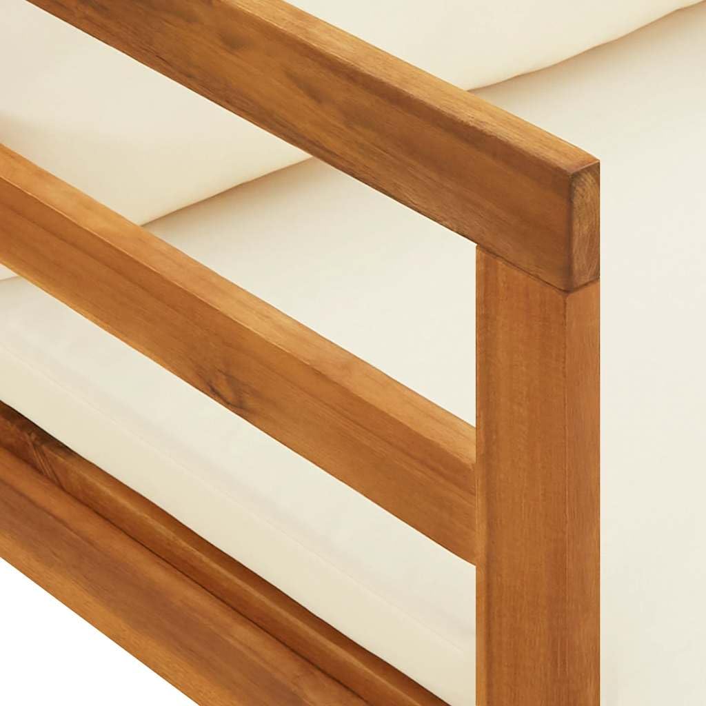vidaXL Lettino Prendisole con Cuscini Bianco Crema in Acacia Massello