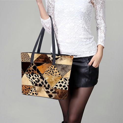 Bolso tote de cuero para mujer, bolso multiusos de cuero con grano cruzado, ideal para trabajo y viajes, cartera diaria para mujeres miniatura 3