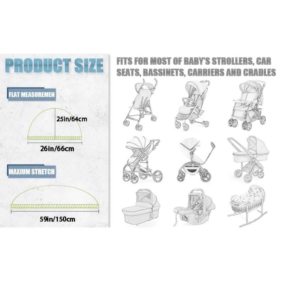 Hito Baby Mosquito Net for Stroller and Cradle - Black Insect Protection Cover - Image 4 thumbnail