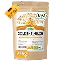 EWL Naturprodukte BIO Goldene Milch 275 g, Golden Milk mit Kurkuma, Ingwer, Ashwagandha, Ceylon Zimt, Ceylon Pfeffer und Kokosblütenzucker