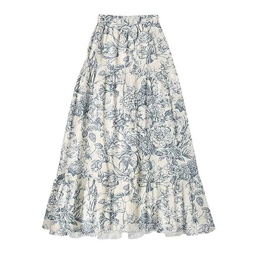 Saída de praia feminina Sarongue, duas peças, estampa floral, saia de praia, roupa de banho, 102-Azu