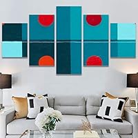 SIGNWIN 5 Panel Canvas Wall Art Abstract Colorful Geometric Hallway Minimalist Mixed Media Multicolor Patterns for Home Decorations Ready to Hang - 60