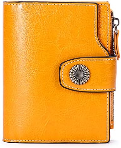SENDEFN Small Women Wallet Genuine Leather RFID Blocking Bifold Small Purse with Zipper Pocket