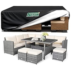 Sotor Garden Furniture Covers Waterproof 242x162x100cm, 420D 71inch Outdoor Furniture Covers Rip Proof Garden Table…