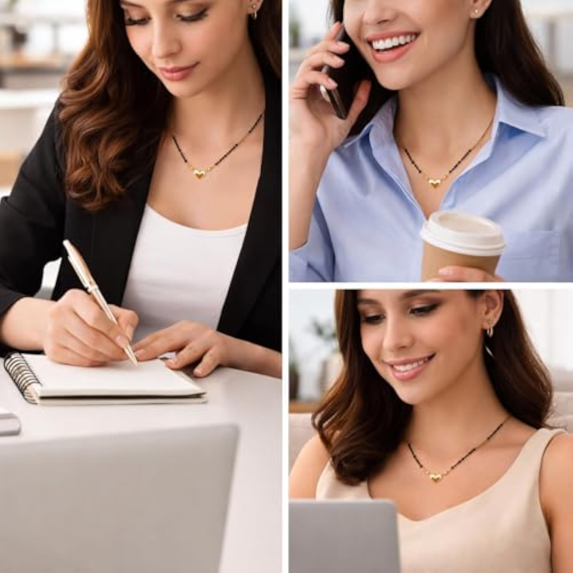 Women's Gold Plated Mangalsutra with Solid Heart Pendant