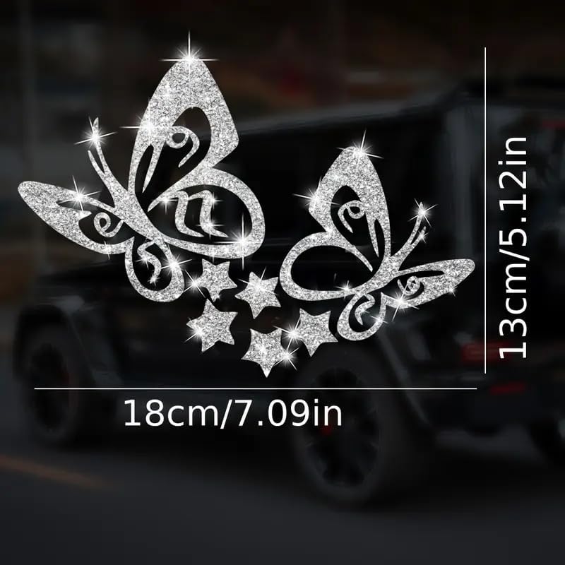2pcs Sparkling Butterfly Star Sunflower Self-Adhesive PVC Rainbow Glittery Decal Sticker for Cars, Laptops, Trucks, Motorcycles Wall Window Luggage Scratch Cover Door Multi-Surface Decor Sticker - Image 2