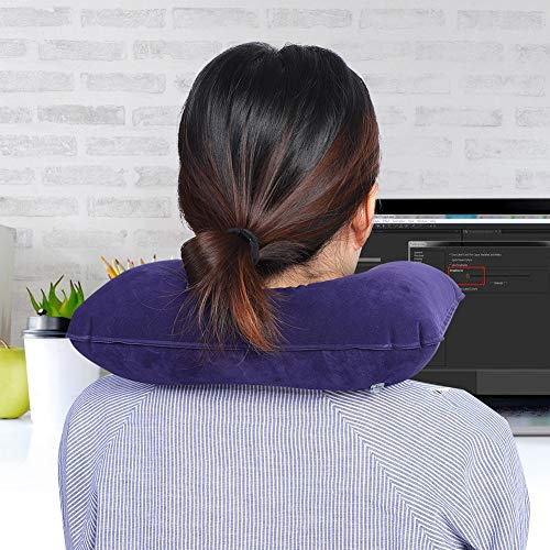 Almohada de viaje inflable forma U ligera portátil miniatura 2