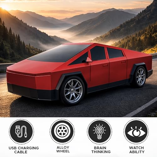 Image of NHR Tesla Cybertruck Remote Control Car for Kids 3-5 & 6-8 Years, 1:24 Scale RC Car with Rechargeable Battery, LED Lights & Remote Controller, Toy Car for Boys Girls Indoor Outdoor Gift (Red)