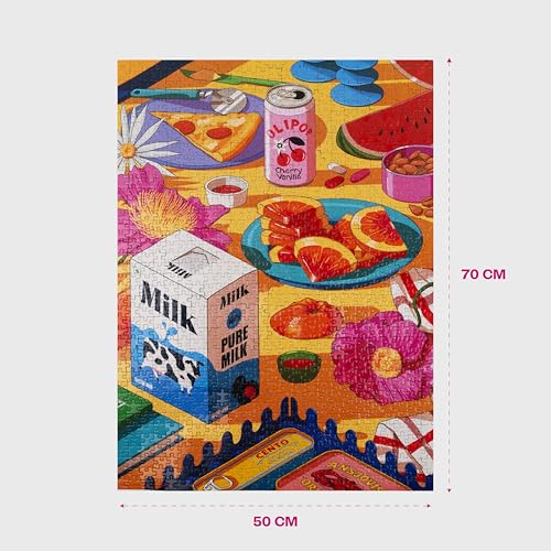 Image of Jigsaw Puzzle Rectangular 1000 Pieces - Scrumptious Theme by Muhammed Sajid Fun & Challenging Mind Games Puzzle Game Activity for Adults & Kids