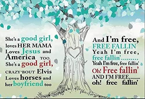 Amazon Com She S A Good Girl Free Fallin Song Lyrics Poster Art Canvas Framed Poster 10x8 Posters Prints
