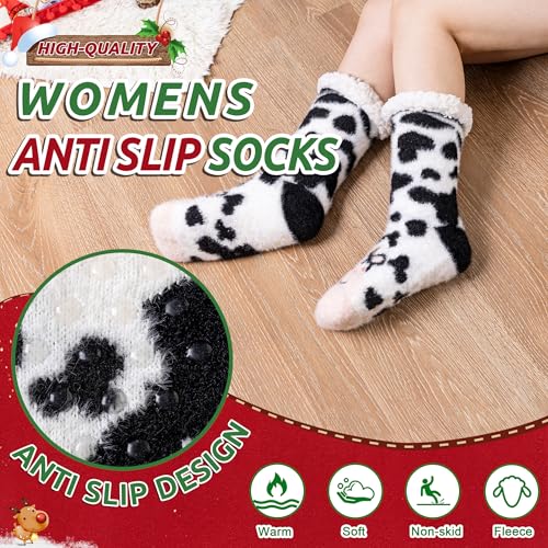 Image of WEVIAS Womens Slipper Fuzzy Socks Winter Thermal Cozy Warm Fleece Lined Non Slip Fluffy Thick Soft Sleep Cabin Socks With Grips