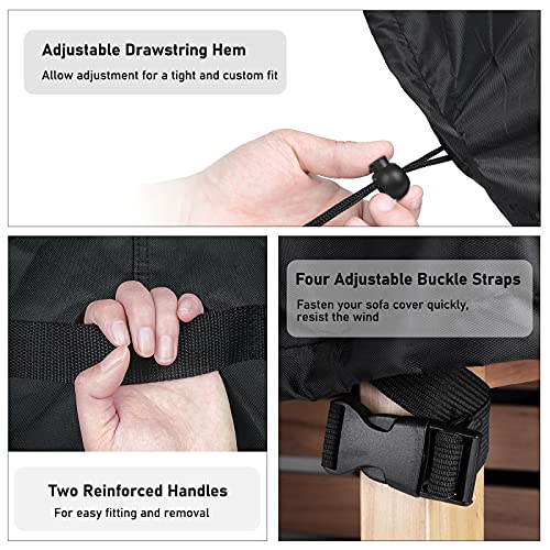 Patio Bench Loveseat Cover Waterproof, 2-Seater Heavy Duty Outdoor Sofa Covers, Lawn Patio Furniture Couch Covers, Fits Up To 60Wx34Dx30H Inches, Black #TOP3