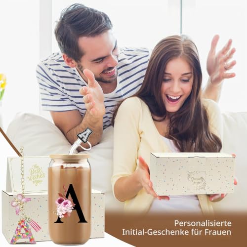 ZIOSINM Buchstaben Personalisierte Geschenke für Frauen, Glasbecher – Ansicht 5