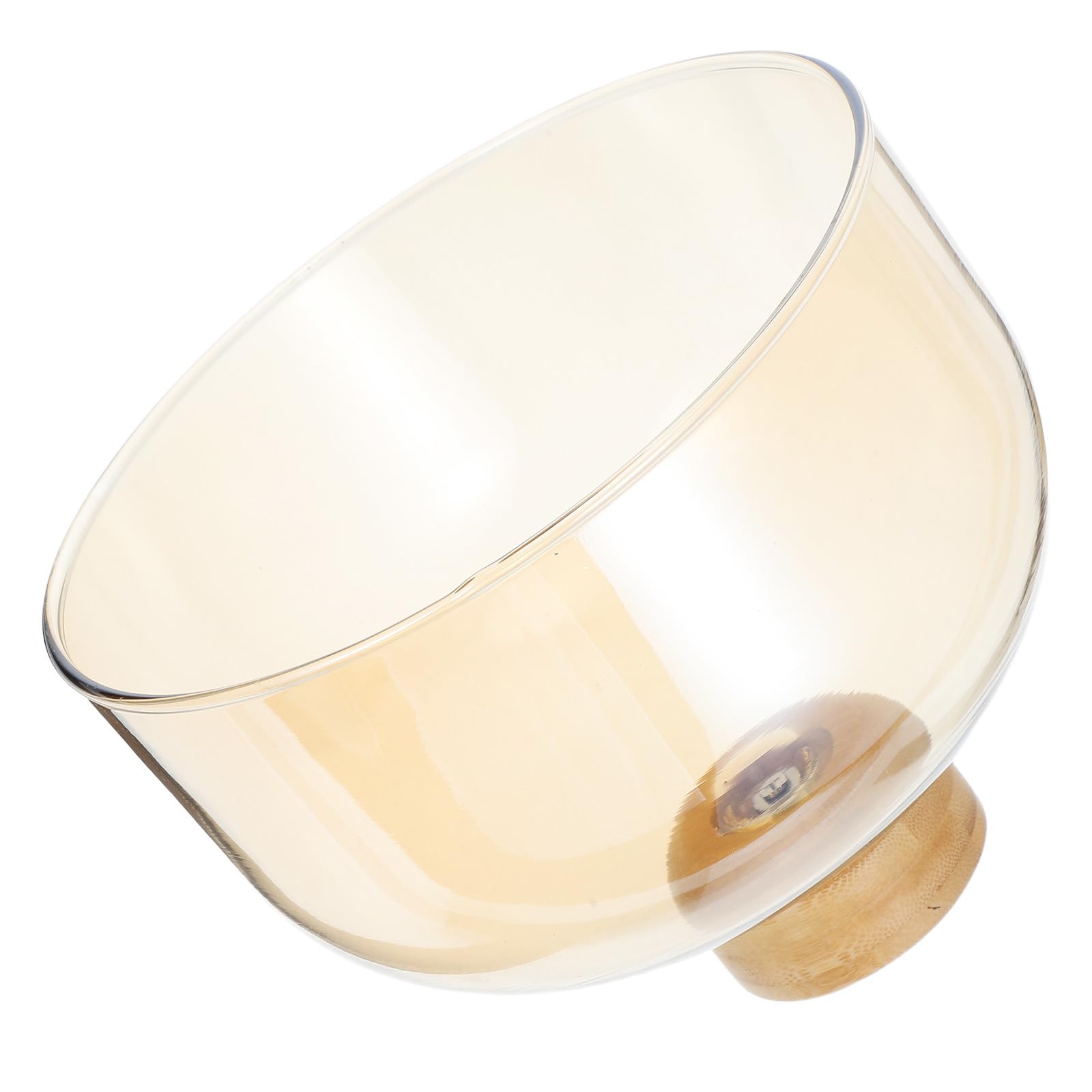 jojofuny Soporte de Vidrio para Tartas con Tapa de Madera y Cúpula Beige | Bandeja de Postre con Tapa, Expositor de Frutas y Aperitivos, Uso en Reuniones Familiares E Interiores