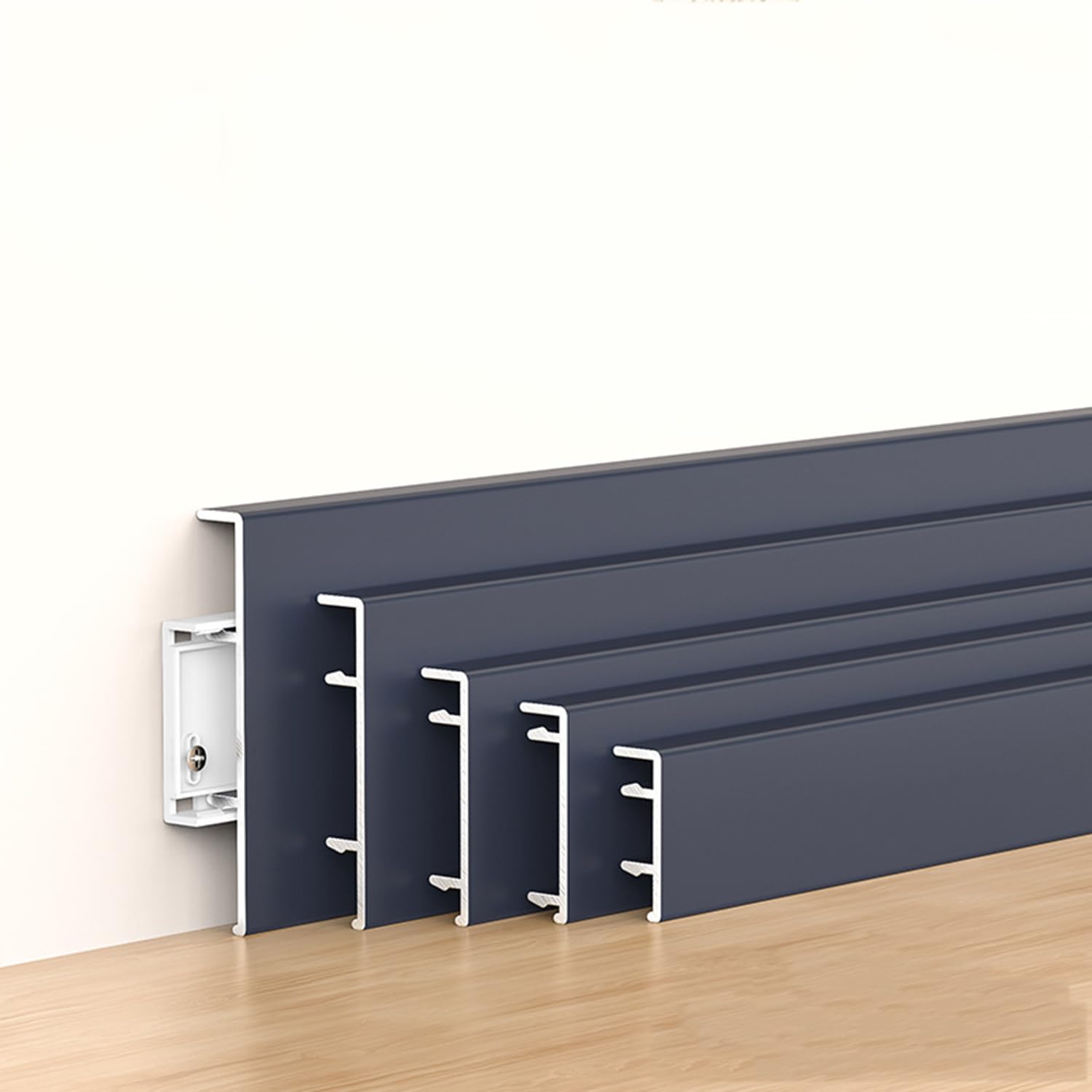 Plinthes en Aluminium, Lot de 10 plinthes et Passe-câbles en Aluminium Multicolores, Plusieurs Tailles(Dark Blue,6x100cm)