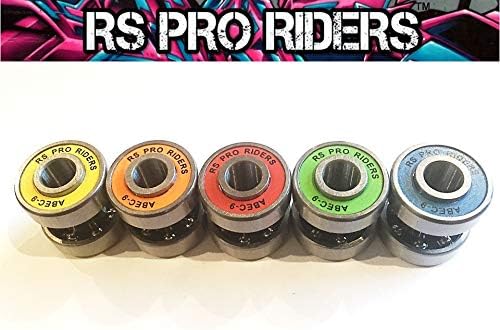 8 X 608 RS QUALITY RS PRO ABEC 9 LONGBOARD SKATEBOARD BEARINGS BUILT-IN SPACERS SPEED RINGS