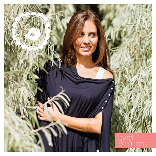 Byrd & Blume Super Soft Breastfeeding Cover, Nursing Cover, Shawl, Wrap, Scarf, Poncho, Swaddle, Stroller Blanket & Baby Car Seat Cover, 100% Viscose, Oeko-Tex Certified (One Size, Navy) #TOP7