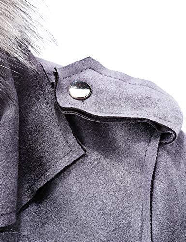 image for Bellivera Women's Faux Suede Long Jacket，Lapel Outwear Trench Coat C