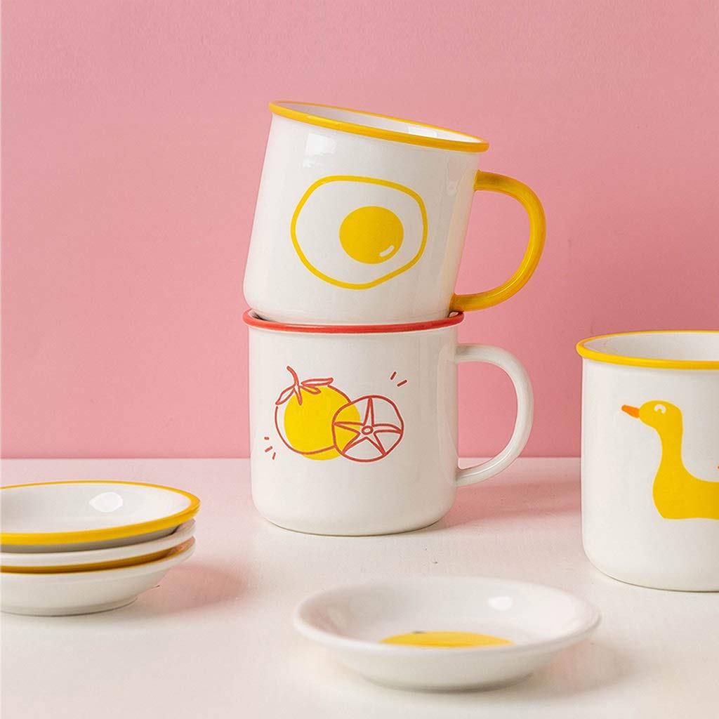 Kaffeetasse Keramik-Kaffeetasse mit Henkel Bedruckte Tassen Einfache kreative Wasser-/Milch-/Tee-/Lattee-Tassen (B)