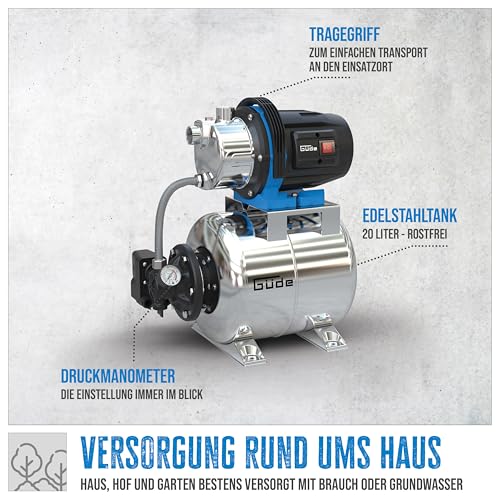 Güde Hauswasserwerk HWW 1000 ES mit 1000 W und 20 l Kesselinhalt