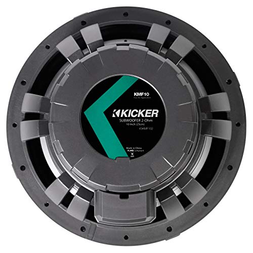 Image of Kicker 45KMF102 10 inch Free Air Marine Subwoofer Sub KMF10+Charcoal Grille w /LED's