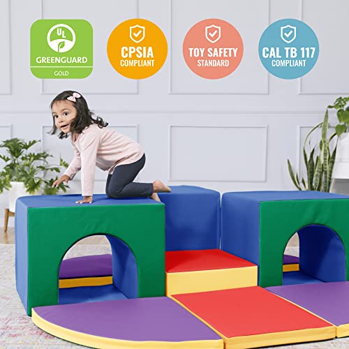 Ecr4Kids Softzone Triple Tunnel Maze, Active Play Corner Climber For Toddlers, Foam Structure For Classrooms, Homes And Playrooms, Soft Indoor Obstacle Course - Assorted #TOP4