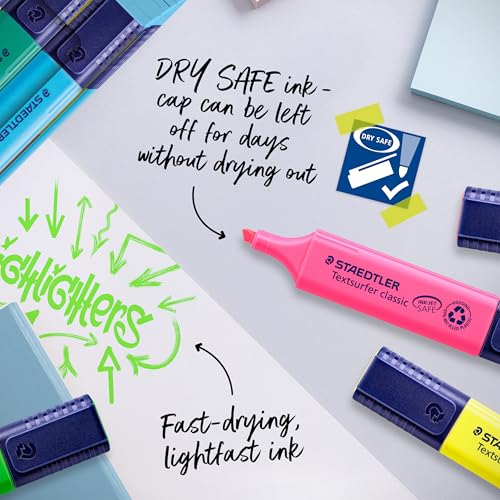 STAEDTLER 364 WP8 Textsurfer Classic Highlighter Pen - Assorted Colours (Wallet of 8) - Image 3