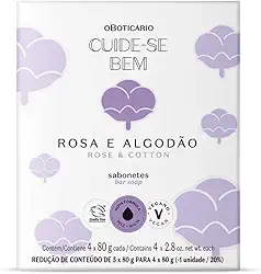 Sabonetes Cuide-se Bem Rosa e Algodão, 4 x 80 g, Veganos