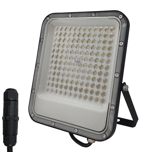 FactorLED Foco Exterior LED Negro 100W, Proyector AVANT PRO, 11500Lm, IP65 Resistente al agua, muy resistente IK10, Luz blanca natural 4000K (100)