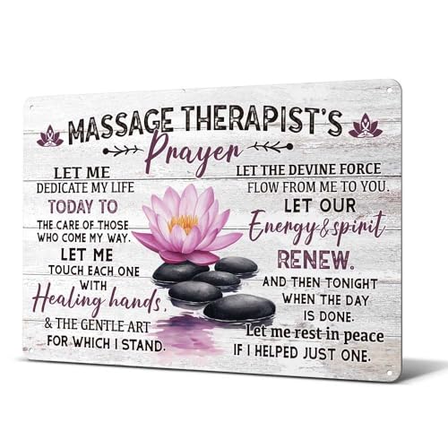 Heuhuww Massage Therapist Prayer Vintage Style Aluminum Sign for Home Office Room Wall Decor Therapist Gifts 8x12(H22)