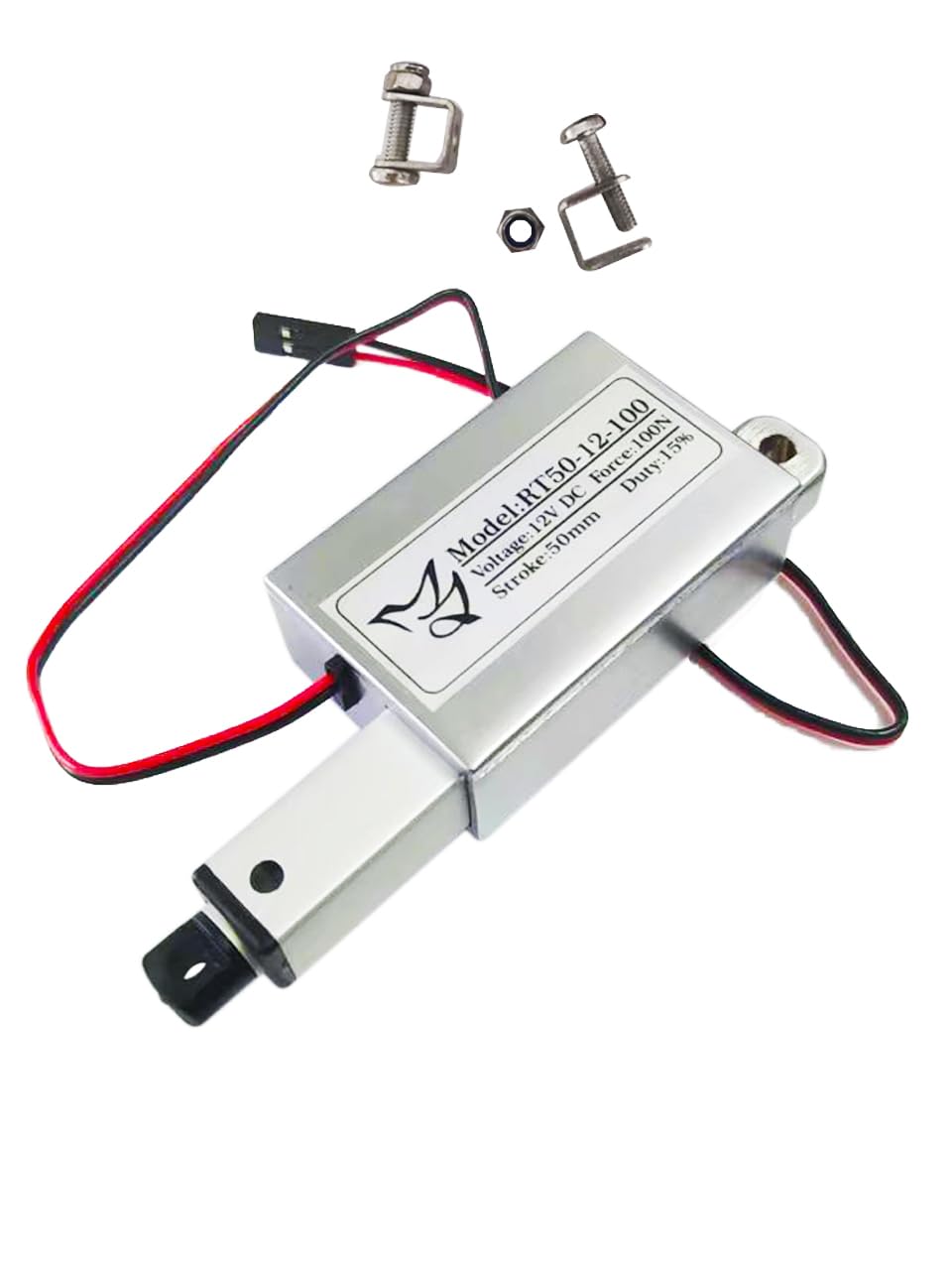 Micro Linear Actuator 2" Stroke mini Size - 22Lbs Force - 12V DC Power with Mounting Brackets, for Window Opener, Robotics, Home Automation