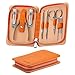 Produktbild Maniküre Pediküre Set, 7-teiliges professionelles Nagelpflege Nagelknipser etui, Nageletui Reise Beauty Kit mit Ledertasche, tragbares Reise-Nagelknipser-Set für Männer Frauen (Orange)
