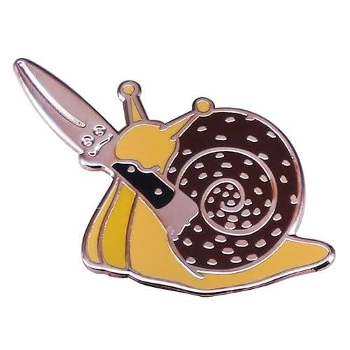 Ficsowy Snails With Knife Enamel Pins for Backpacks Cute Lapel Pins Funny Animal Brooch Gift for Friends