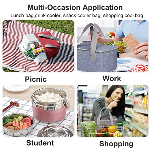 Yuminguhc 6 Cans Lunch Bag Women 4L Square Insulated Lunch Box Men Small Cooler Bag Reusable Thermal Lunch Tote Freezable For Adult Office Work Day Trip (Gray) #TOP6