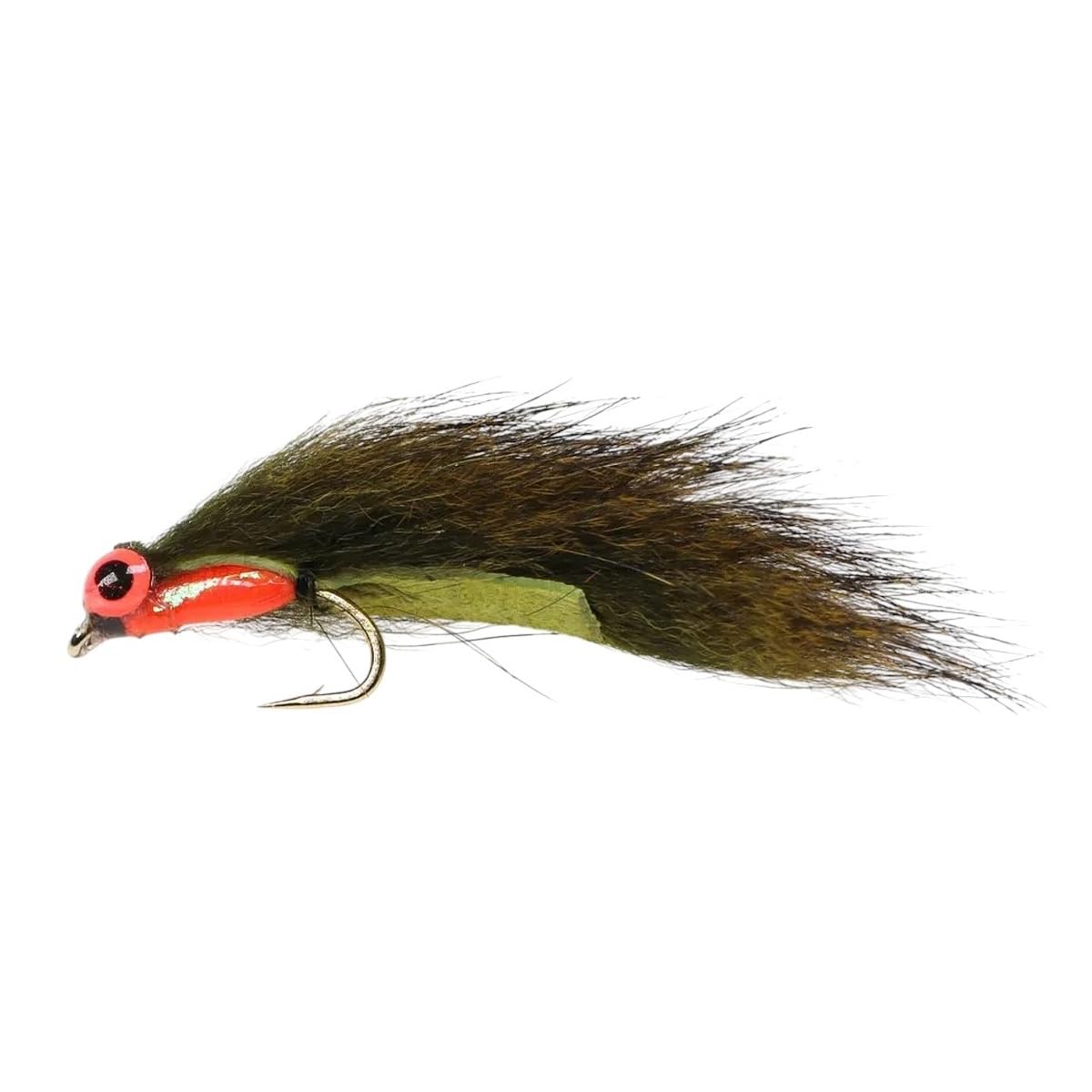 m4pcs Olive size8-2~4PCS UV Luminous 3D Fish Eyes Pine Squirrel Zonker Strip Fly Streamer Fly for Salmon Trout Steelhead Fishing Lure 6# 8#