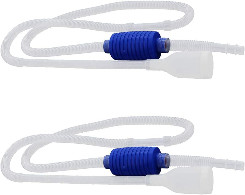 Othmro 2Pcs Lightweight Liquid/Fuel Transfer Siphon Pump Plastic Manual Oil Pumps Hand Fuel Pumps Liquid Fuel Transfer Siphon Hand Pumps for Lawn Mowers Gas Oil Air Water Blue Transparent