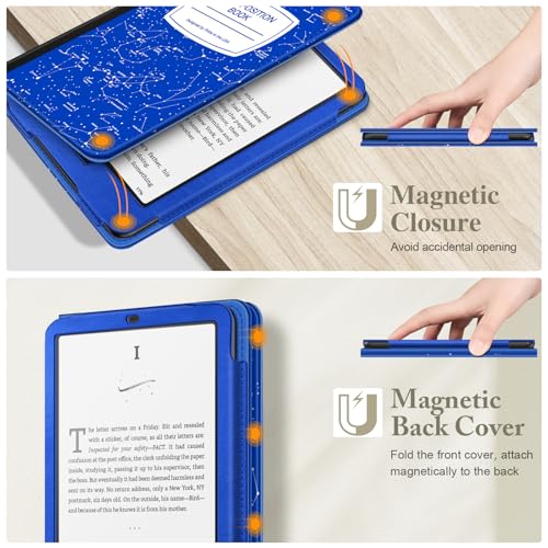 Image of Fintie Case for 7 inch /6.8 inch Kindle Paperwhite(12th /11th Generation-2024 /2021) and Kindle Colorsoft Signature Edition -Slim Foldable Stand Cover Auto Wake /Sleep for Paperwhite 2024, Constellation Blue