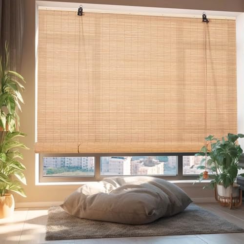 Custom Bamboo Blinds for Windows Shutters Light Filtering Outdoor Roller Blinds Roman Blinds Shades Outdoor Roller Blinds 70% Blackout UV Protection Privacy for Patio Porch Garden Kitchen 50-170cm(Car