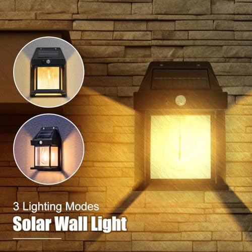 Image of Solar LED Light Outdoor Waterproof | Garden, Balcony & Home Wall Lamp | Warm Yellow Solar Light with Motion Sensor | Solar Wall Light Fixture for Outdoor Use (Pack of 1)
